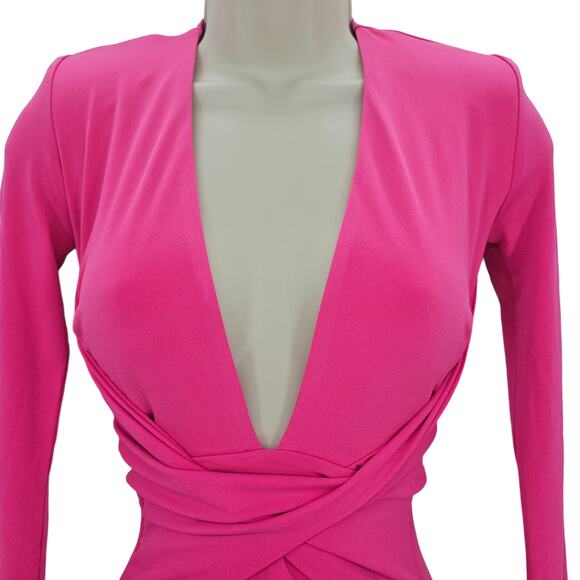 Nookie Womans size XS Envy Long Sleeve Mini Dress Gown in Pink Jersey Knit NEW - Picture 2 of 8
